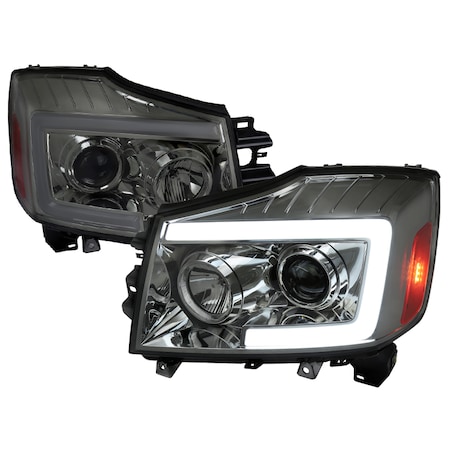 SPEC-D TUNING Nissan Titan Projector Head Lights 04-15 2LHP-TIT04G-SQ-RS